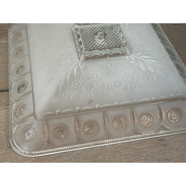 Glass Vintage Sunflower Hanging Ceiling Fixture With Frosted Glass (3 Bulbs) For Sale - Image 7 of 10