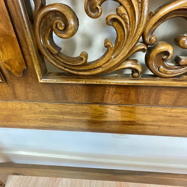 Wood 1968 Mid-Century Italian Mediterranean Thomasville King Headboard With Burlwood Accents For Sale - Image 7 of 12