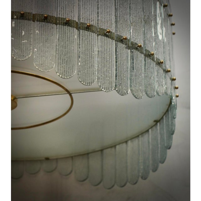 Mid-Century Style Round Murano Glass and Brass Chandelier, 2000s For Sale - Image 4 of 9