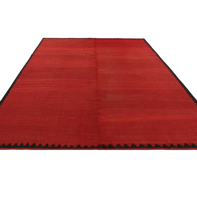 1950s Vintage Kilim With Red Open Field and Geometric Border, From Rug & Kilim For Sale - Image 5 of 7