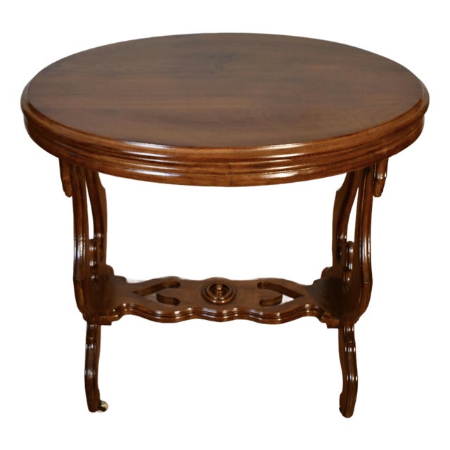 1900s Antique Victorian Eastlake Walnut Side Table / End Table Accent Table For Sale