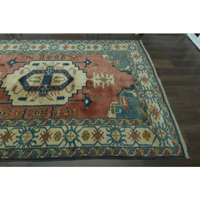 Textile 1970s Vintage Turkish Oushak Handmade Wool Cotton Orange Area Rug For Sale - Image 7 of 11
