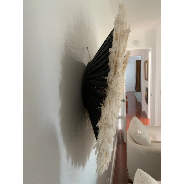 African African Juju Feather Headdress, 30 In. Diameter, Off-White For Sale - Image 3 of 4