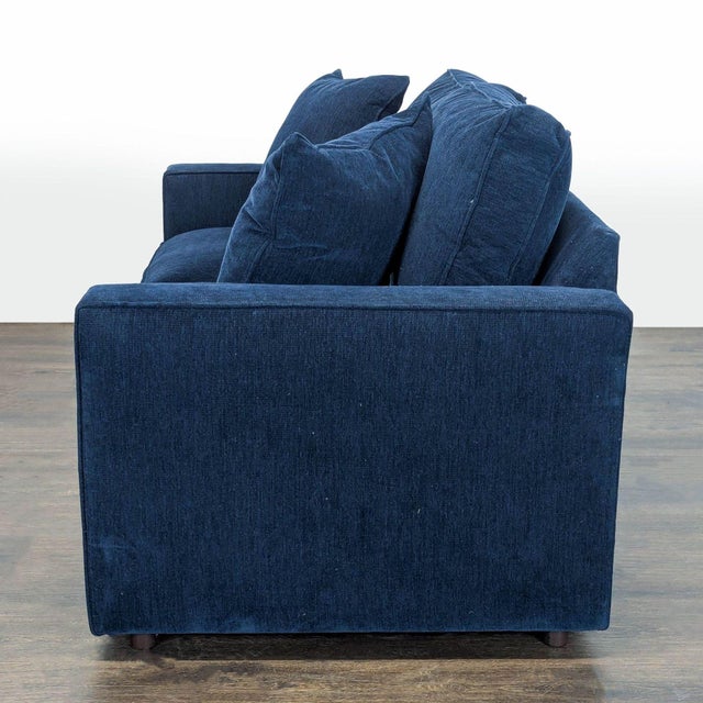 Modern Room and Board York Navy Blue Loveseat - Modern and Comfortable For Sale - Image 3 of 9