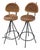 Mid Century Danny Ho Fung Style Wrought Iron Rattan Barstools, Counter Stools For Sale