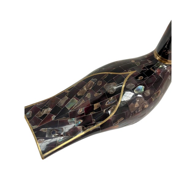 Shell Maitland Smith Mosaic Brass Abalone Duck Figurine Sculpture For Sale - Image 7 of 8