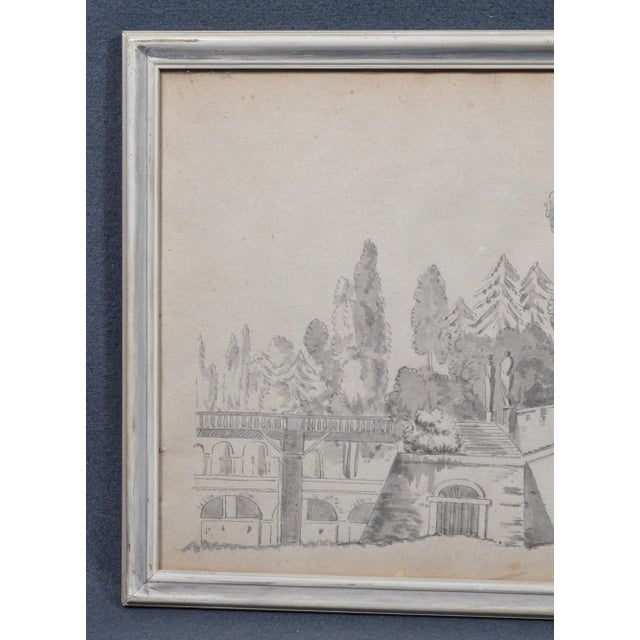 Early 19th Century Constant Bourgeois Du Castelet (1767–1841) Pair of Ink Wash Drawings — Views of Palaces in the Roman Countryside For Sale - Image 16 of 17