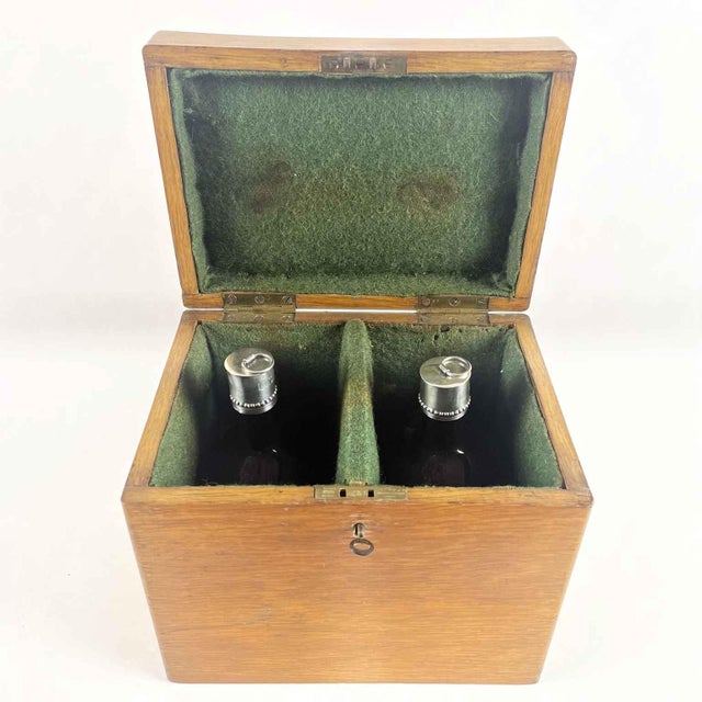 Oak Box with Liquor Bottles, 1800, Set of 3 For Sale - Image 10 of 13