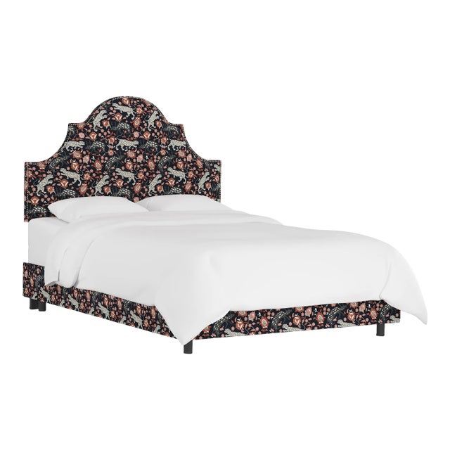 Halsted Bed in Coral Navy Leopard, California King For Sale