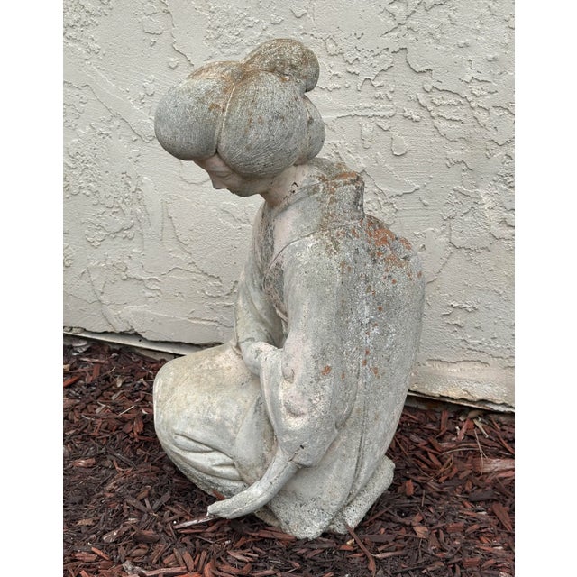 Late 20th Century Cast Stone Geisha Garden Ornament For Sale - Image 5 of 9
