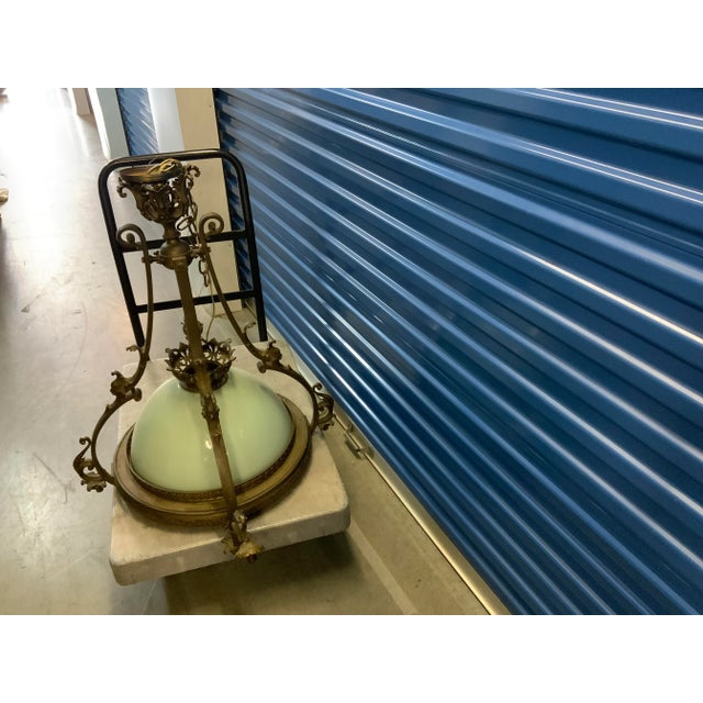 Antique Mid 19th Century Chandelier Made of Bronze and Glass For Sale In Atlanta - Image 6 of 9