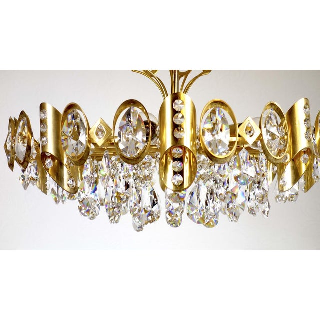 Brass & Lead Crystal Chandelier from Joska, 1970s For Sale - Image 11 of 18