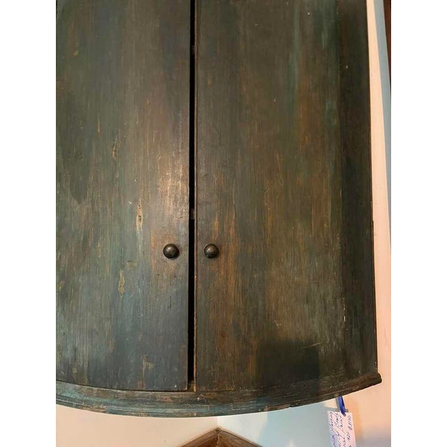 Wood English Hanging Corner Cupboard, Original Blue/Green Paint, Circa 1820 For Sale - Image 7 of 8