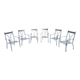 Late 20th Century Wrought Iron Chairs Set of 6 For Sale