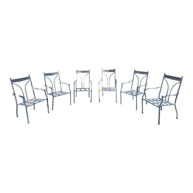 Late 20th Century Wrought Iron Chairs Set of 6 For Sale