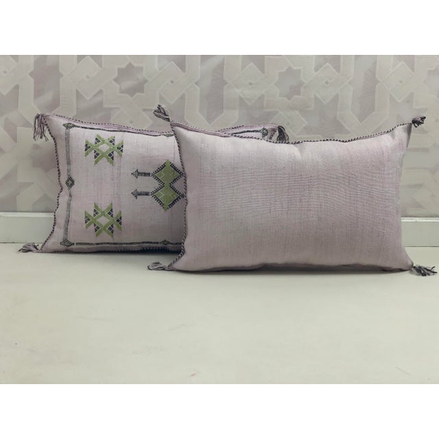 2020s Purple Handmade Cactus Silk Pillow Covers - a Pair For Sale - Image 5 of 12