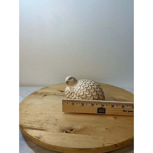 2 Vintage Handmade Ceramic Quail Hen Chick Birds MCM Figurines Artist Signed 1961 For Sale - Image 11 of 12