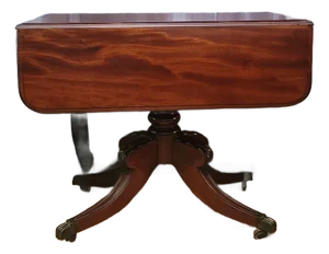 American Sheraton Pedestal Drop-Leaf Console Breakfast Table in Mahogany