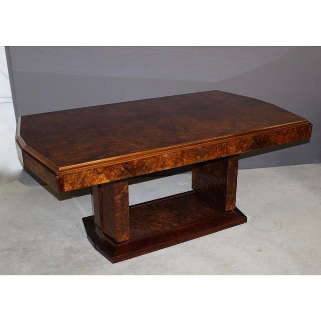 Art Deco Mahogany & Elm Burl Dining Table, 1930s For Sale - Image 13 of 16