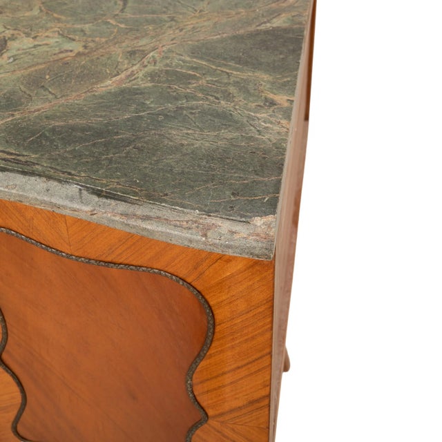 Antique French Louis XV Style Commode W/ Green Marble Top & Marquetry Inlay For Sale - Image 11 of 18