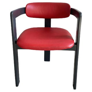 Mid-Century Modern Italian Faux Leather Chair in the style of Augusto Savini For Sale