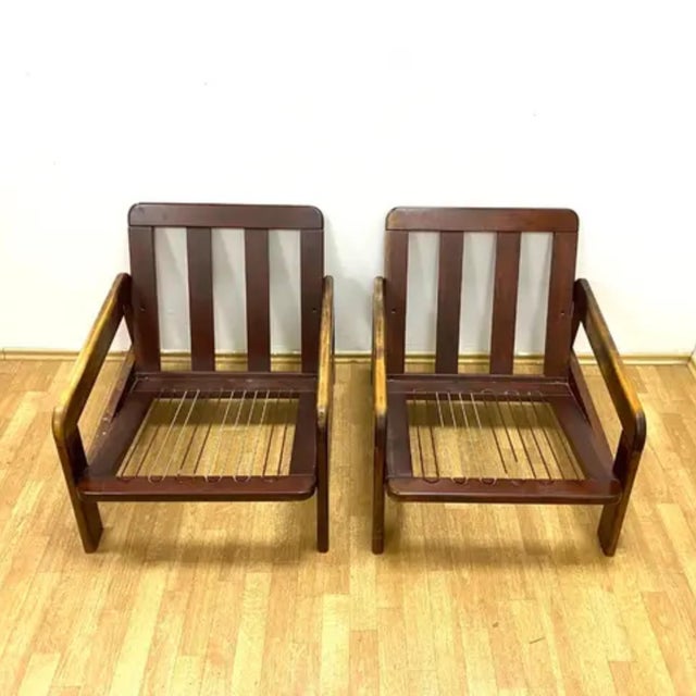 Vintage Armchairs in Wooden Frame, 1970s, Set of 2 For Sale - Image 9 of 10