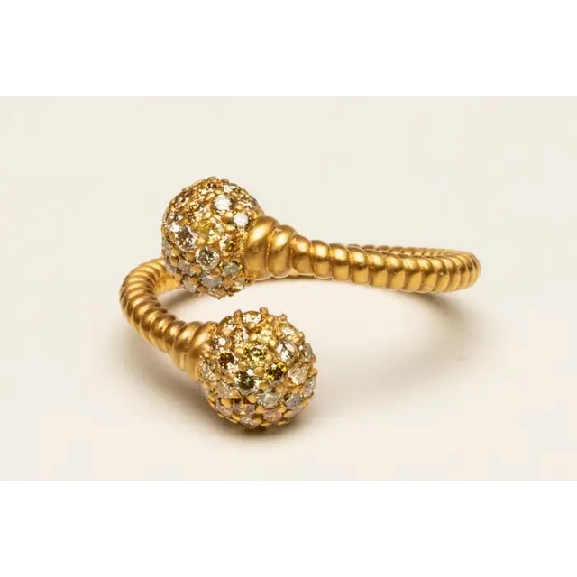Modern 18k Gold and Champagne Diamond Wrap Ring For Sale - Image 3 of 5