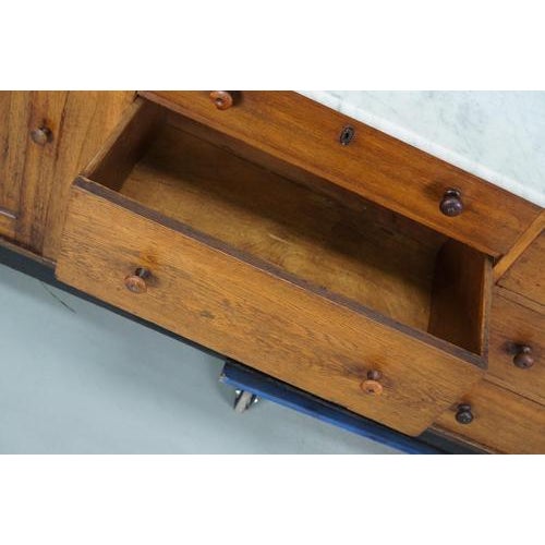 Large Antique Art Deco German Oak & Marble Chocolate Shop Counter, 1920s For Sale - Image 16 of 18