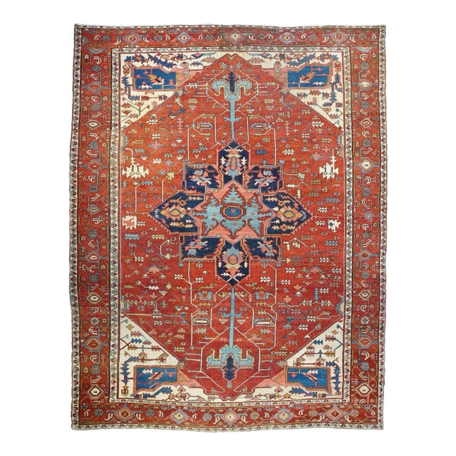 Antique Persian Serapi Rug 9'9'' x 12'8'' For Sale