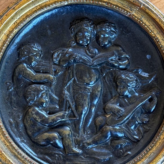 Italian 19th Century Italian Musical Putti Roundel in Gilt Frame For Sale - Image 3 of 5