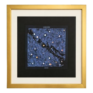 Authentic Oigional Hermès “La Voie Lactée” Framed Art Print in Gold Frame Art Advirtisement For Sale
