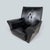 A characterful 1960s club-style lounge armchair with black leatherette upholstery, a button-detailed backrest, broad...