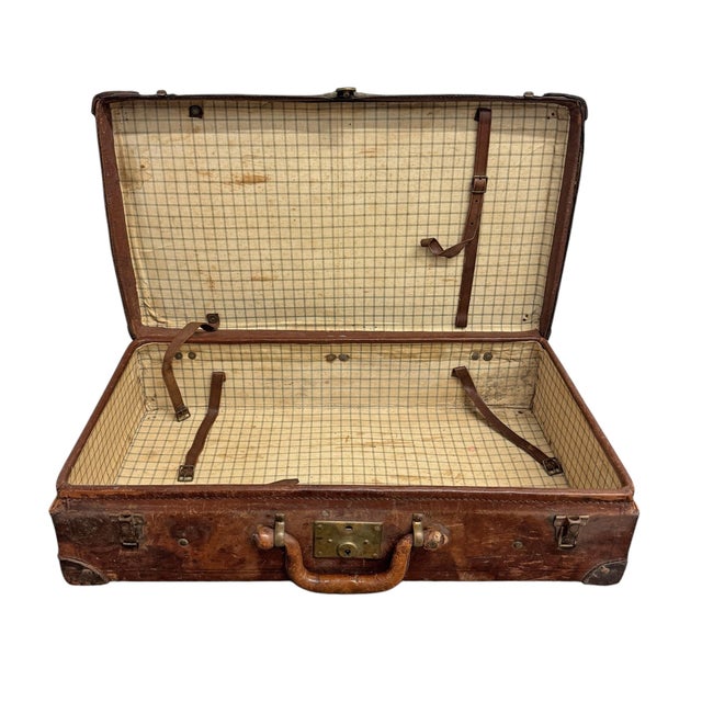 19th Century English Leather Suitcase For Sale - Image 10 of 10