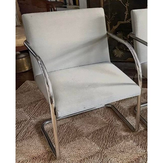 Mid-Century Modern Mid Century Knoll International Brno Tubular Chrome Cantilever Chairs - Signed and Dated 1979 For Sale - Image 3 of 17