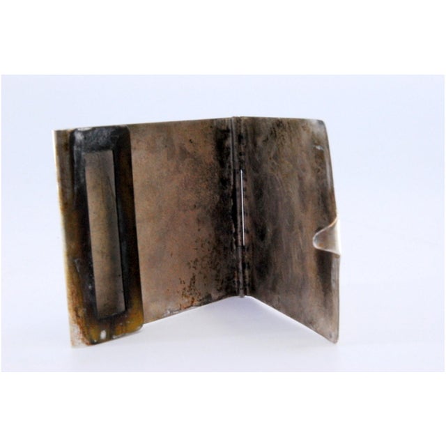Metal Plain Silver Matchbook with Engraved Dancer For Sale - Image 7 of 10