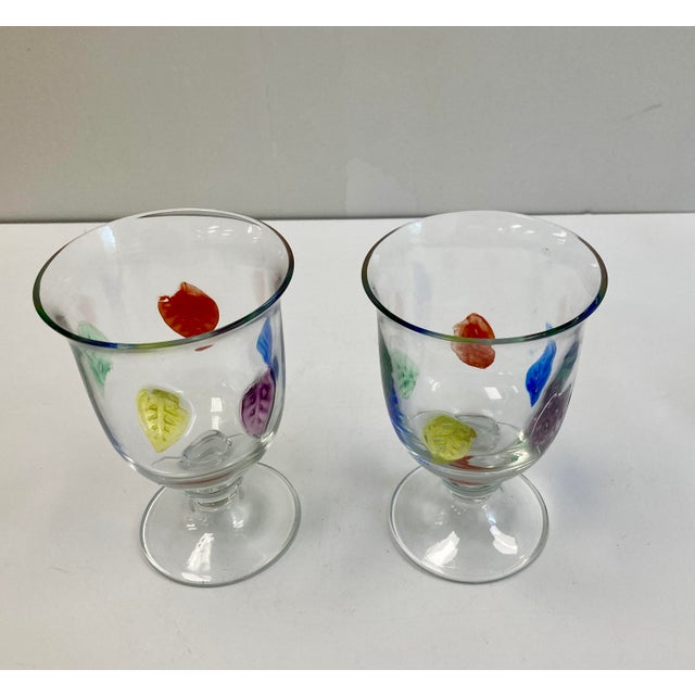 Dansk Burchetta All-Purpose Multi-Colored Leaves Wine Glasses - Set of 8 For Sale In Raleigh - Image 6 of 12