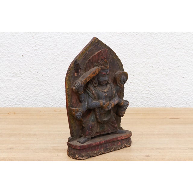 Asian Carved & Painted Tibetan Wrathful Deity Sculpture For Sale - Image 3 of 8