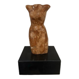 Mid-Century Modern Abstract Marble Female Torso Sculpture (8.25” High) For Sale