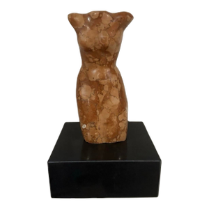 Mid-Century Modern Abstract Marble Female Torso Sculpture (8.25” High)