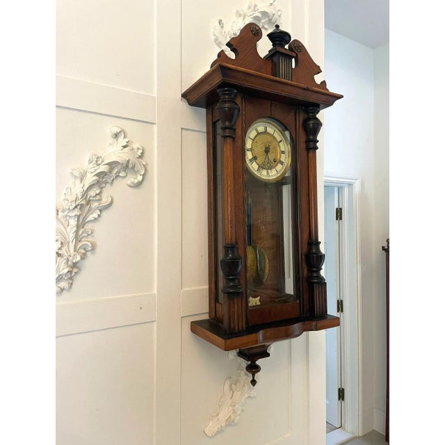 Antique Victorian Walnut Vienna Wall Clock, 1860 For Sale - Image 3 of 9