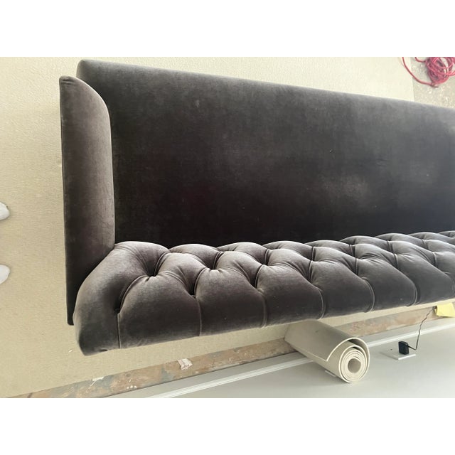Taupe Modern Velvet Tufted Sofa For Sale - Image 8 of 13
