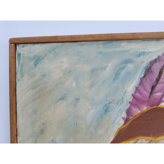 Mid Century Modernist Oil Portrait Painting by Woodstock Art Colony Artist Carolyn Haeberlin 1956 "Indian" For Sale - Image 9 of 18