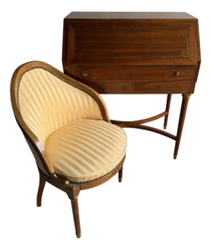 Antique Writing Desk with Chair, Set of 2