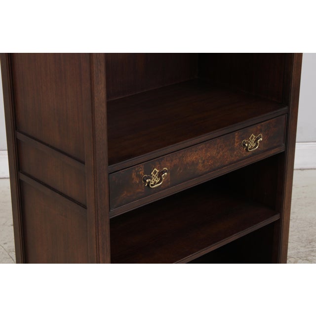 Brown Pair Knob Creek Walnut Mahogany Open Bookcase For Sale - Image 8 of 16