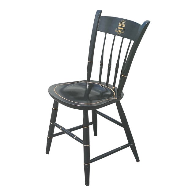 20th Century Nichols & Stone National Cathedral Ebonized and Gilt Windsor Chair For Sale