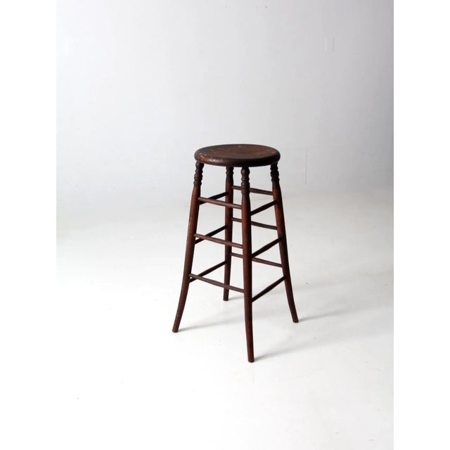Farmhouse Antique Wooden Stool For Sale - Image 3 of 12