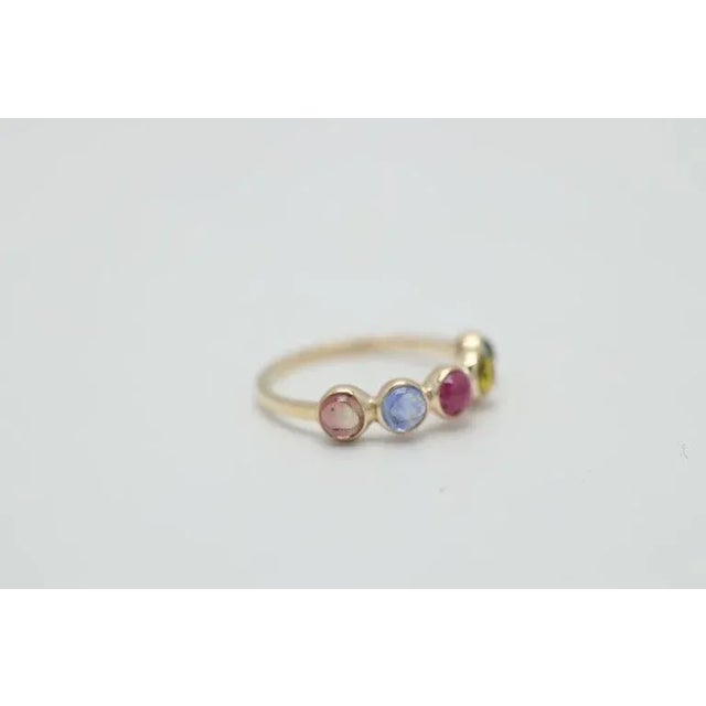 Modern 14k Yellow Gold 2.03Ct Multi Sapphire Half Eternity Stackable Band Ring Size 7 For Sale - Image 3 of 9