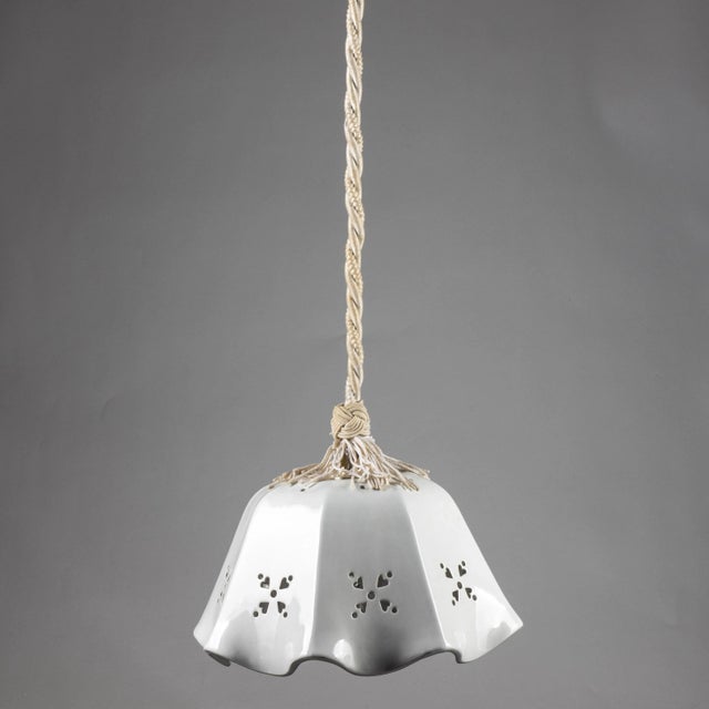 White Ceramic Hanging Light, Late 18th Century For Sale - Image 5 of 9