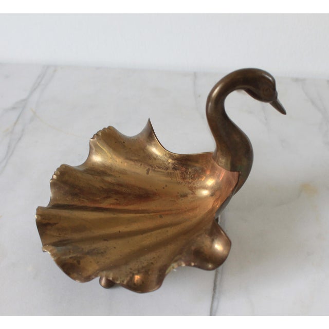 Vintage Footed Brass Swan Soap or Trinket Dish For Sale - Image 9 of 11
