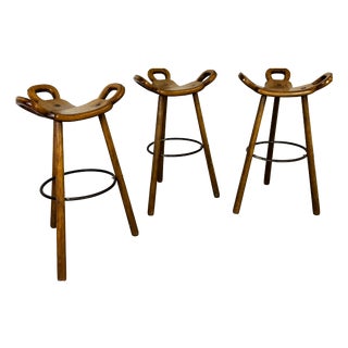 Vintage Brutalist Marbella Bar Stools by Sergio Rodrigues, 1970s, Set of 3 For Sale